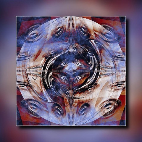 Bearbeitetes Foto: Ein Kreis in einem Quadrat, im Kreis viele Wirbel.

Edited photo: A circle in a square, many vortices in the circle.