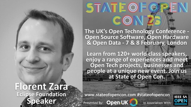 State of Open Social Card for Florent Zara, speaker at the event.