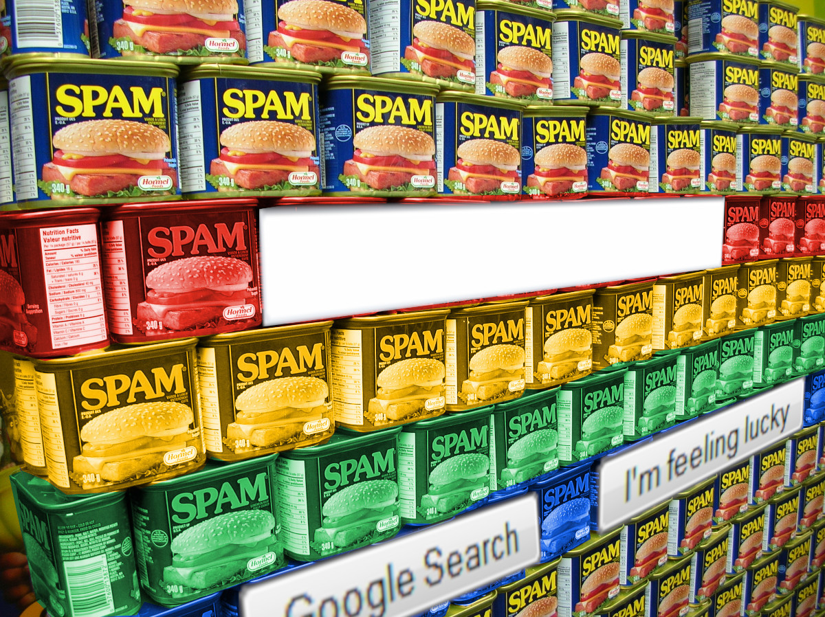 Image:
freezelight (modified)
https://commons.wikimedia.org/wiki/File:Spam_wall_-_Flickr_-_freezelight.jpg

CC BY-SA 2.0
https://creativecommons.org/licenses/by-sa/2.0/deed.en

