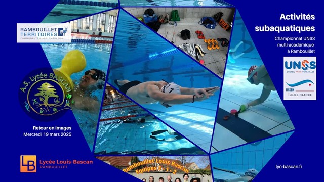 Mercredi 19 mars 22025 : les élèves de l'A.S. apnée du lycée Louis-Bascan se distinguent au championnat multi-académique UNSS des activités subaquatiques, à Rambouillet (78).