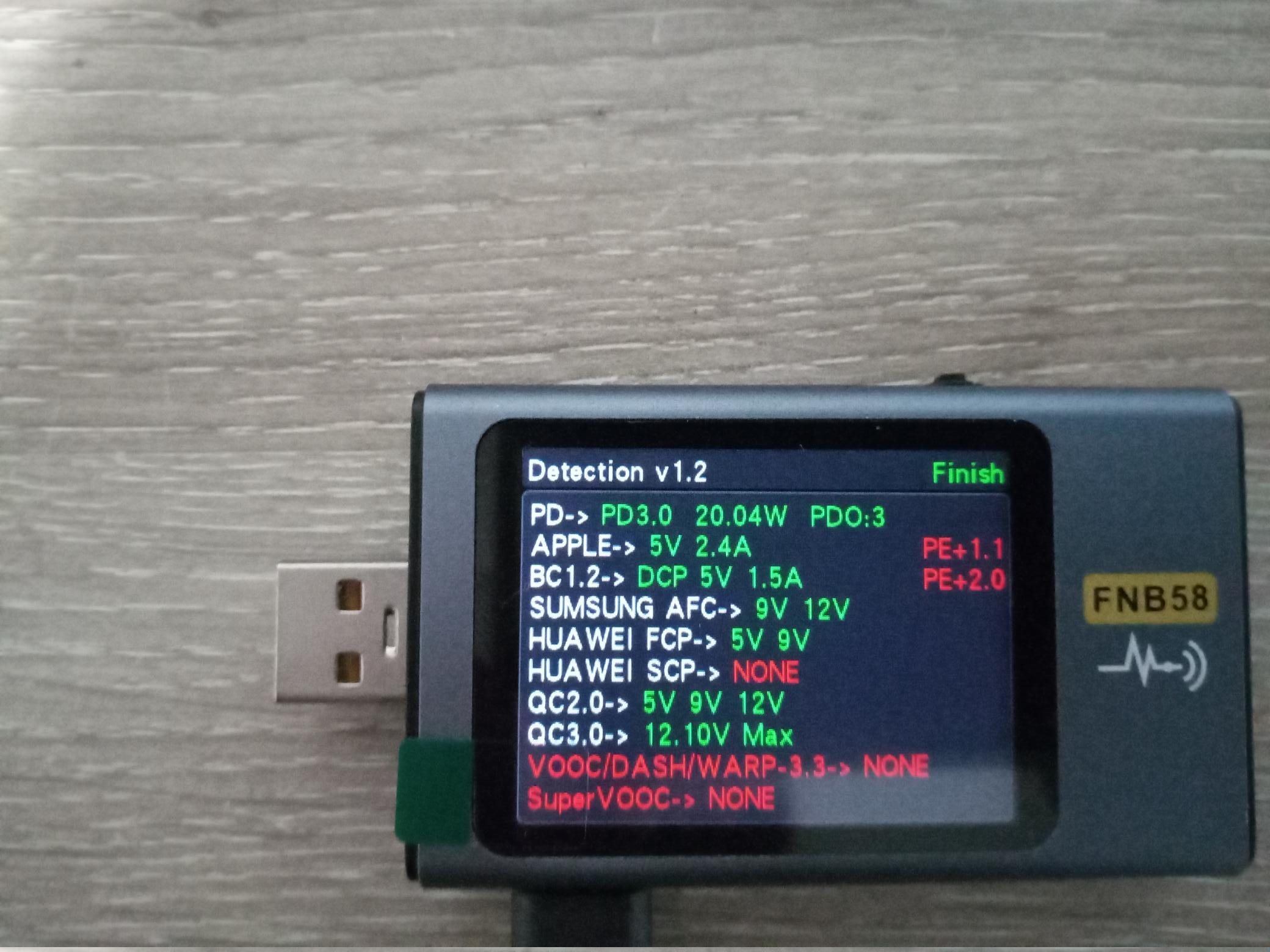 USB charging protocols detection on a BigBen 20 W USB PD charger, model BB8591, with a Lenovo USB C to USB C cable (dock cable from work)
I actually knew the Lenovo cable does supports USB PD.