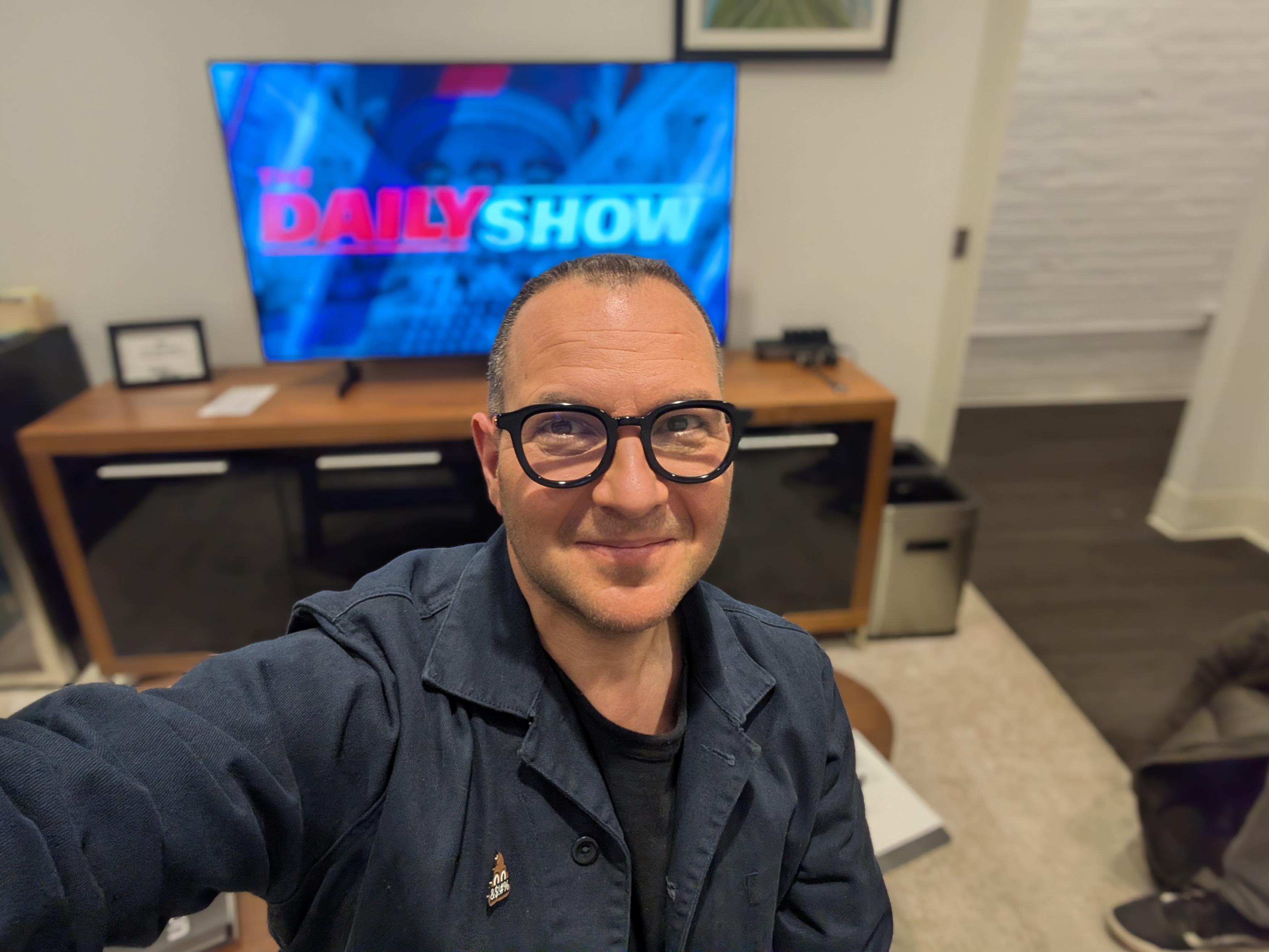 A selfie of me in The Daily Show green room.