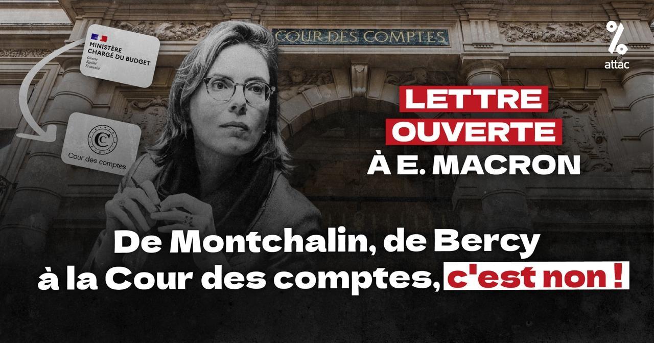 [Je signe ✍️] Amélie de Montchalin, de Bercy à la Cour des comptes, c'est non !

Ce mercredi 11 février, Amélie de Montchalin a été nommée première présidente de la Cour des comptes par Emmanuel Macron. Signez notre lettre ouverte au président de la République pour exiger le retra...

https://france.attac.org/actus-et-medias/le-flux/article/je-signe-%E2%9C%8D%EF%B8%8F-amelie-de-montchalin-de-bercy-a-la-cour-des-comptes-c-est-non